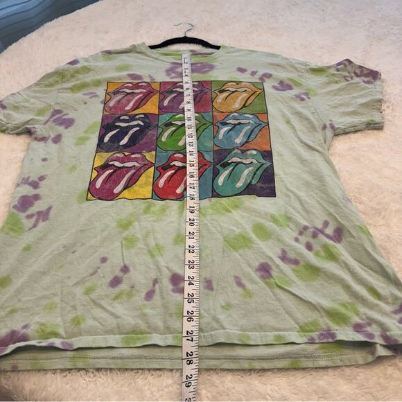 Rolling Stones Mick Jagger Mouth Tongue Green Tie Dye T Shirt Size L - Picture 3 of 6